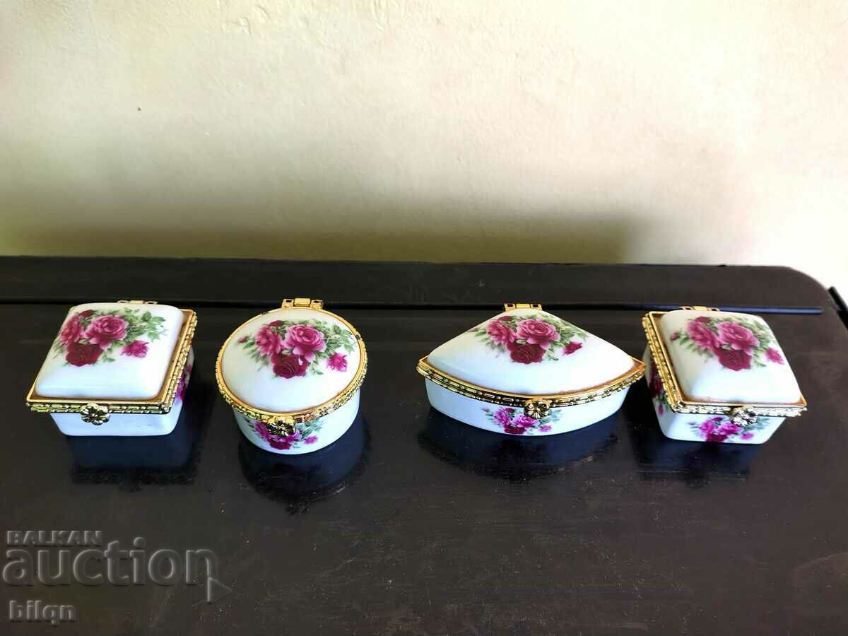 Lot of Beautiful Porcelain Jewelry Boxes