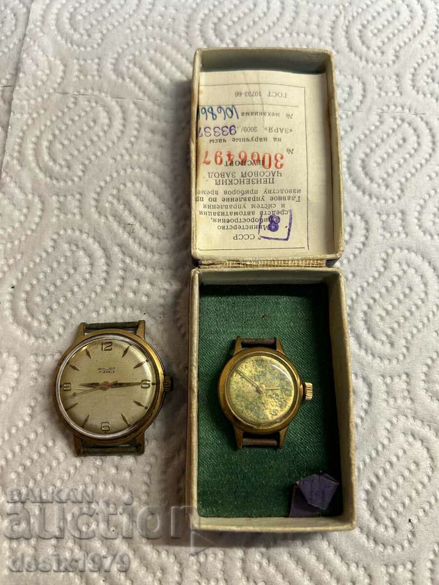 Two watches with thick gilding