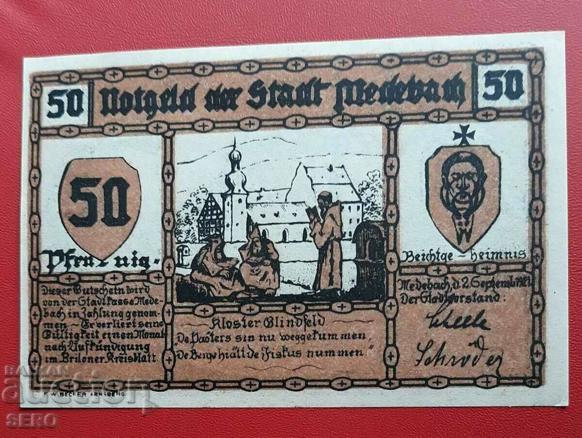 Bancnota-Germania-S.Rhine-Westfalia-Medebach-50 pfennig 1921