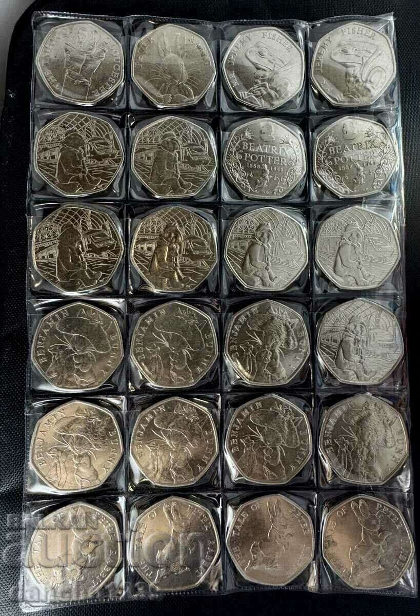 48 de monede de 50 de pence Marea Britanie