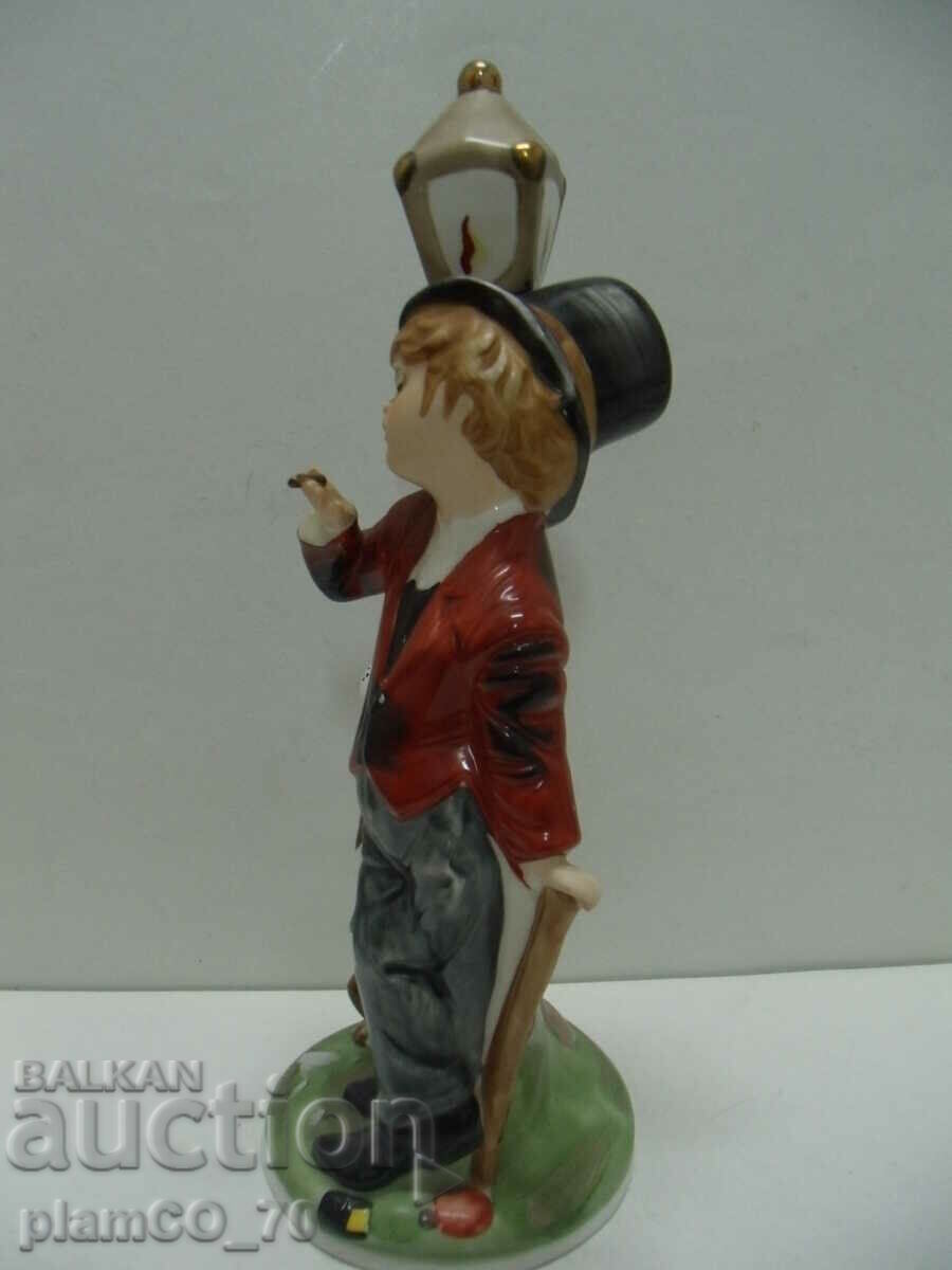 No.*7760 old porcelain figure - boy with a dog / Gavroche with price 30.00 BGN | € 15.34