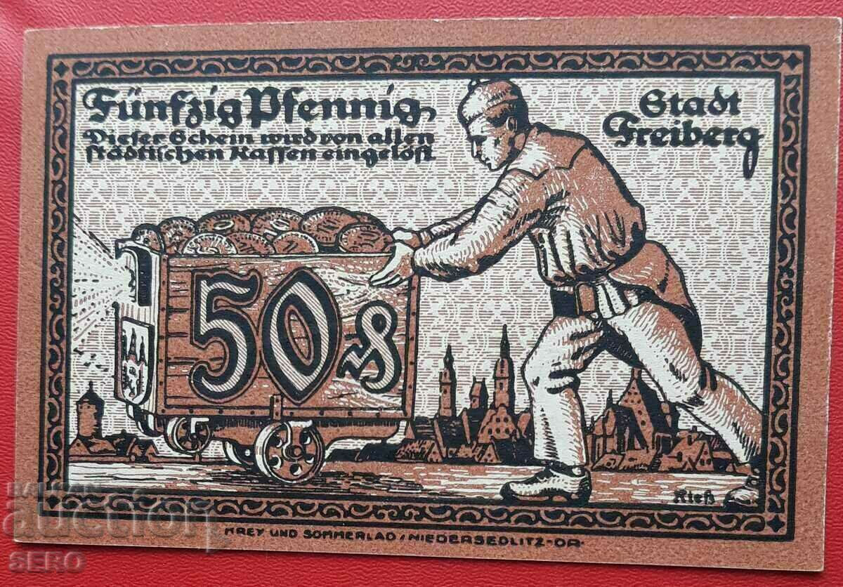 Bancnota-Germania-Saxonia-Freiberg-50 pfennig 1918