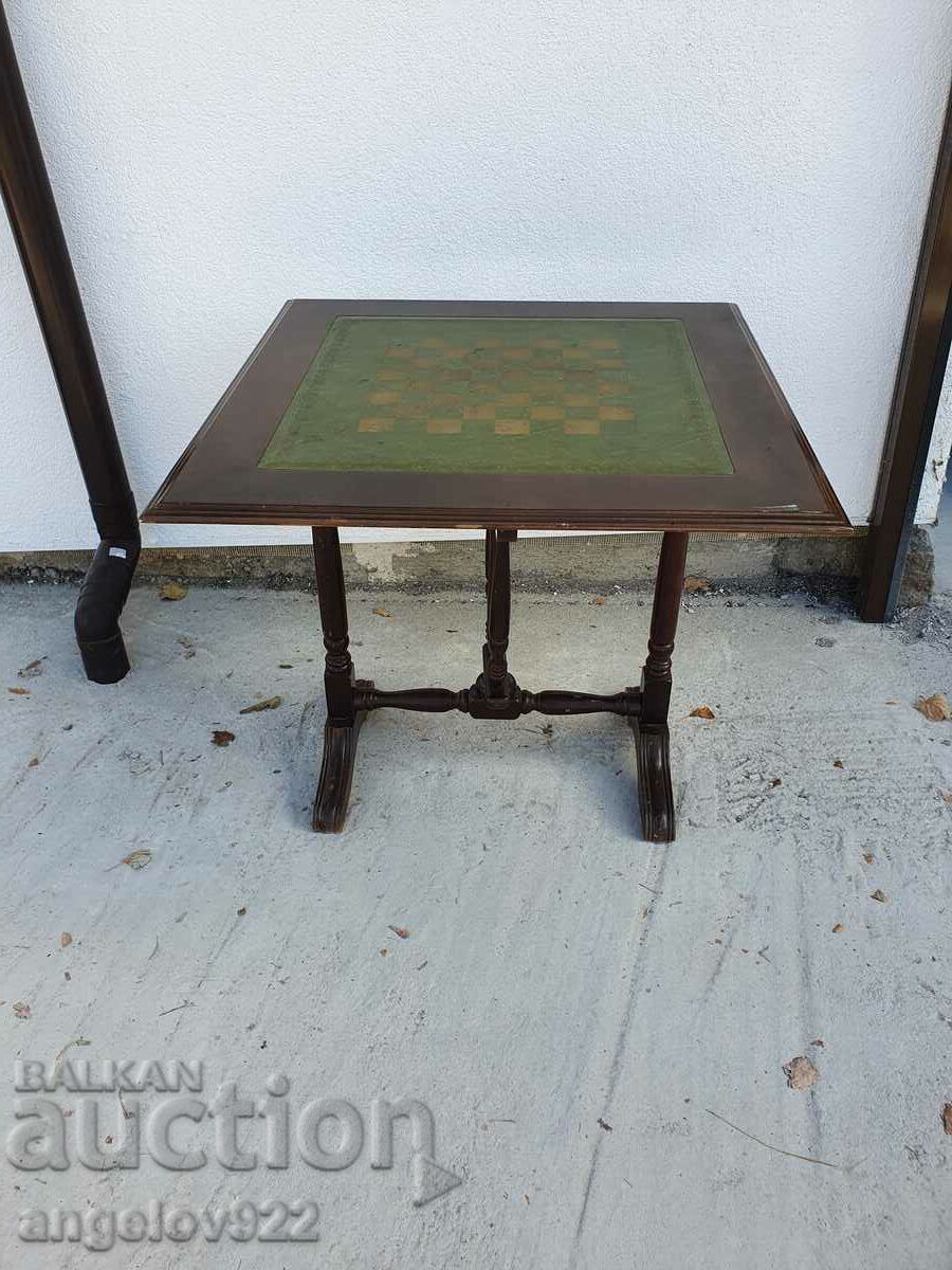 Beautiful vintage chess table with leather top (the chess board)