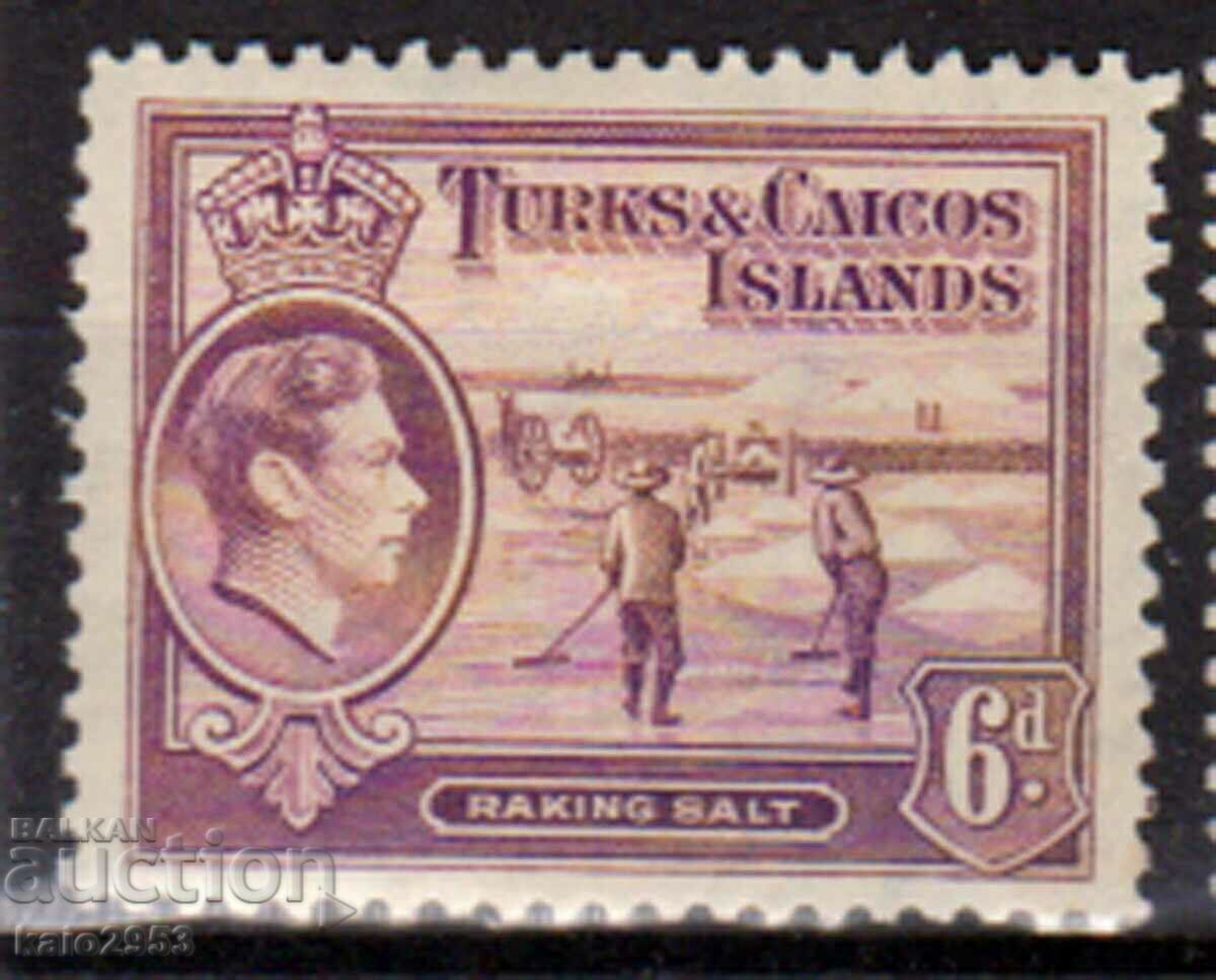 GB/Turks&Calcos Isl.-1938-KGVI-Regular-Morse Salt Mining,MLH