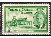 GB/Turks&Calcos Isl.-1950-KGVI-Regular-Shipping Salt,MLH