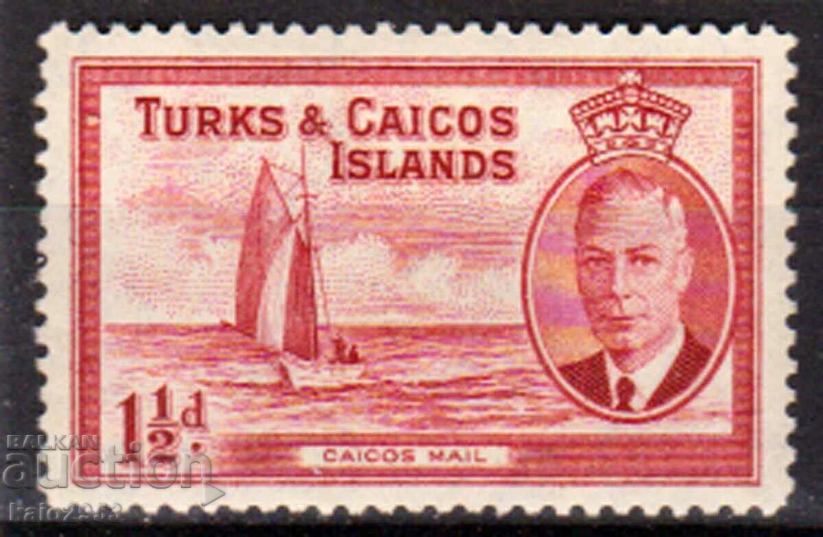 GB/Turks&Calcos Isl.-1950-KGVI-Regular-Paltnohod,MLH