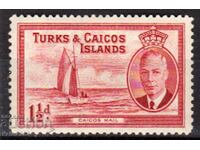 GB/Turks&Calcos Isl.-1950-KGVI-Regular-Paltnohod,MLH