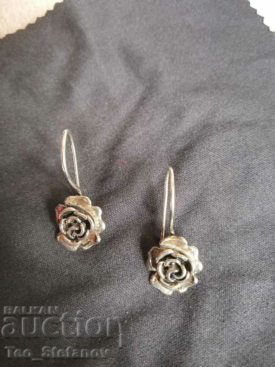 Silver flower earrings