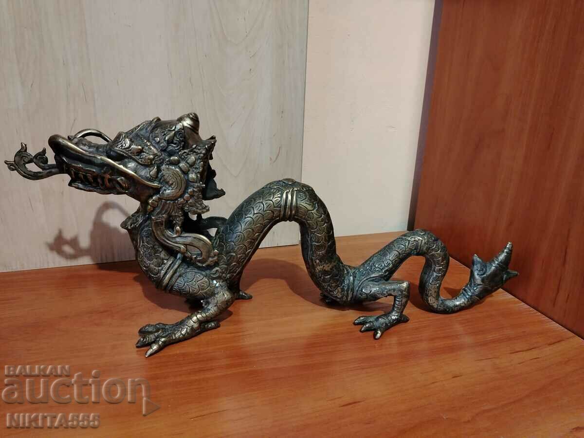 MAGNIFICA SCULPTURA DRAGON ASIATIC DE BRONZ VECHI