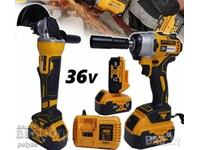 Cordless impact wrench + angle grinder KraftWorld 36V8A