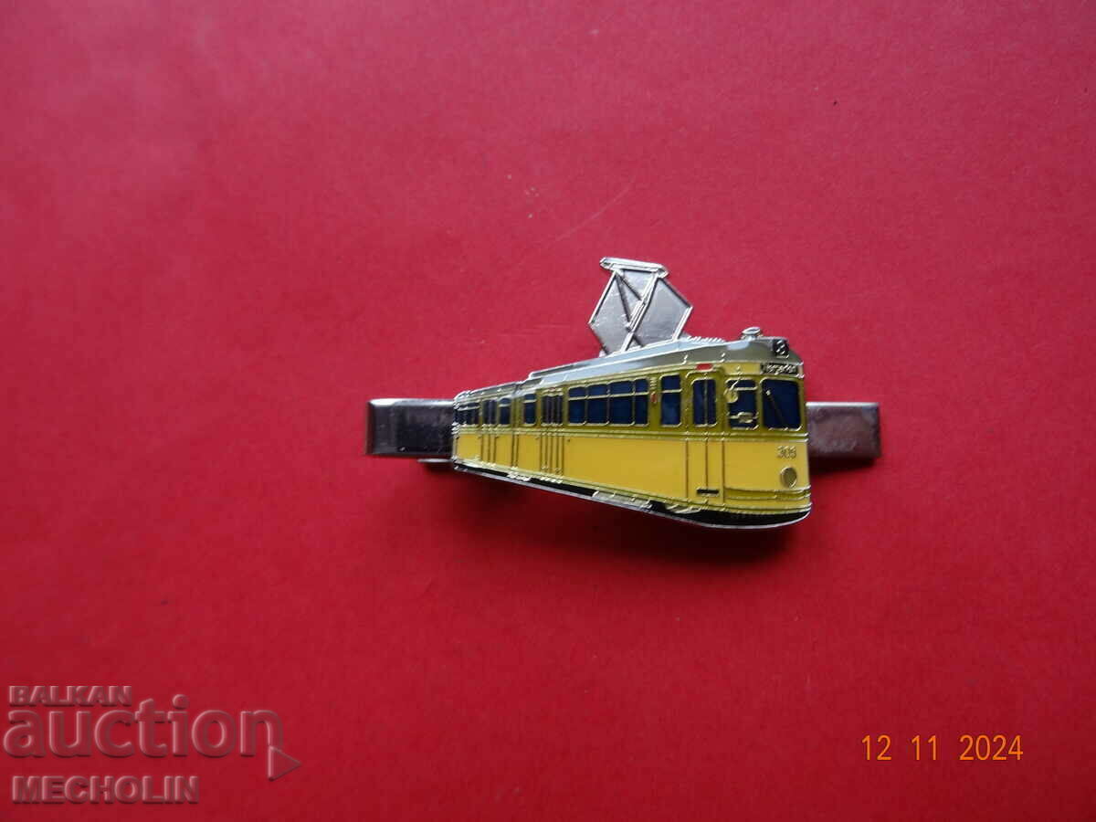 OLD ENAMELED TROLLEY TIE NEEDLE 305 -3 - 6 OLD ENAMELED TROLLEY TIE NEEDLE 305 -3 - 6