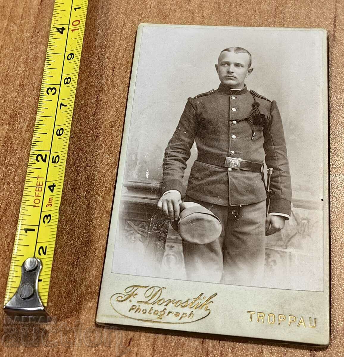 .SOLDIER UNIFORM STICK OLD MILITARY PHOTO PHOTO CARDBOARD