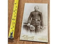 .SOLDIER UNIFORM STICK OLD MILITARY PHOTO PHOTO CARDBOARD