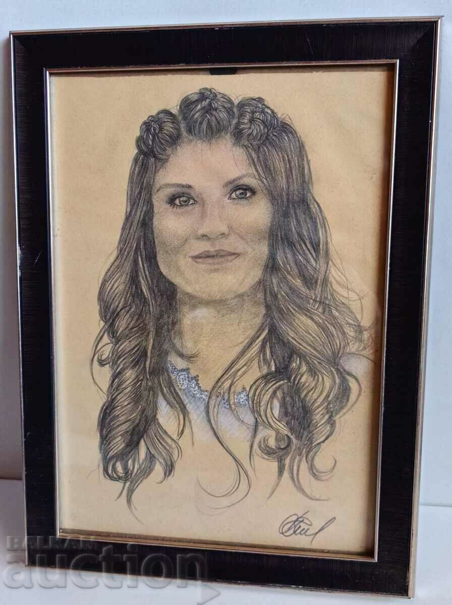 .FEMALE PORTRAIT WOMAN SIGNED FRAME GLASS with price 19.00 BGN | € 9.71 .FEMALE PORTRAIT WOMAN SIGNED FRAME GLASS with price 19.00 BGN | € 9.71