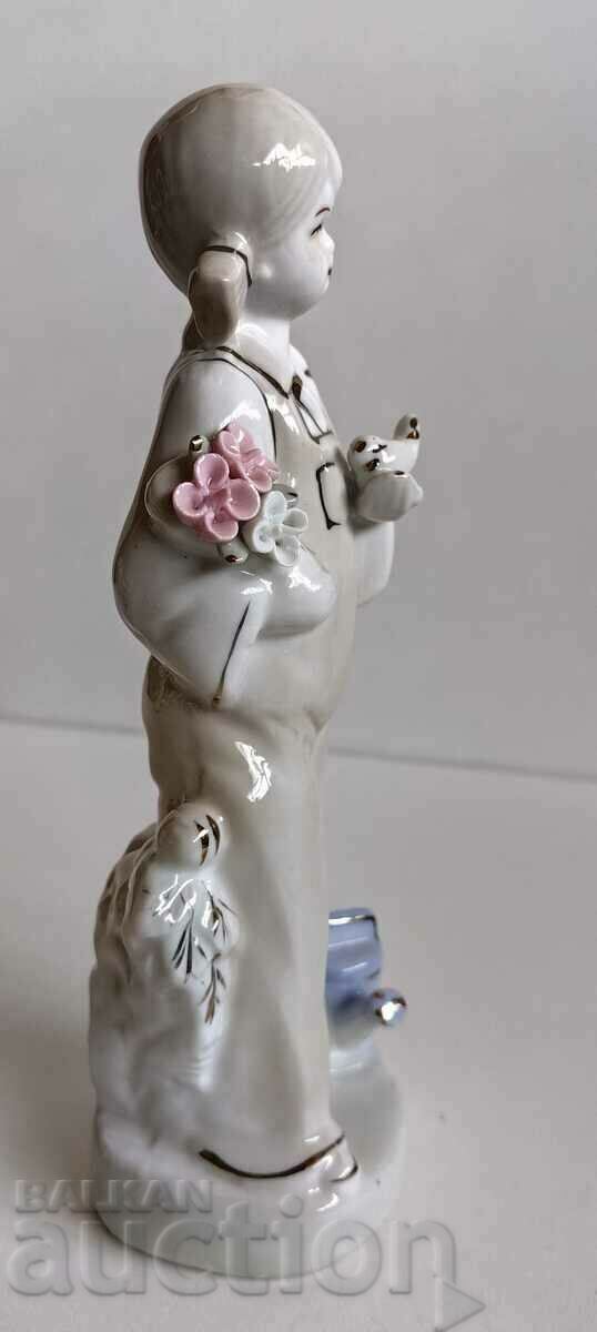 GIRL WITH BIRD CHICKEN PERFECT PORCELAIN FIGURE STATUETTE with price 24.00 BGN | € 12.27 GIRL WITH BIRD CHICKEN PERFECT PORCELAIN FIGURE STATUETTE with price 24.00 BGN | € 12.27