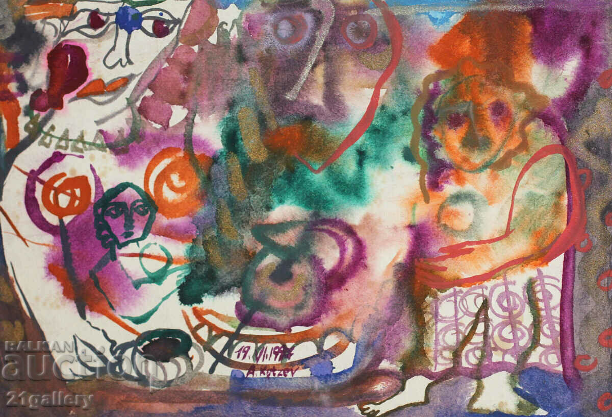 Auction Atanas Kotsev (1957-) Abstract figural composition 1997 Auction Atanas Kotsev (1957-) Abstract figural composition 1997