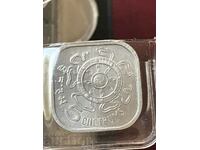 Moneda pătrată din aluminiu 5 sferturi 1975 din Bhutan UNC