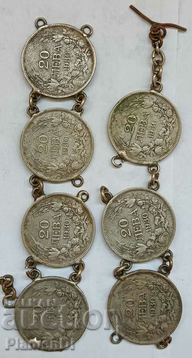 Silver bracelet, authentic from coins