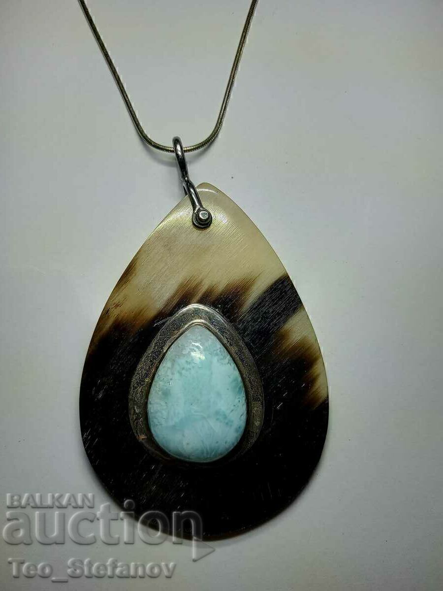 Designer silver necklace with larimar, 925 silver with price € 39.00 | 76.28 BGN