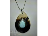 Дизайнерско сребърно колие с ларимар сребро 925