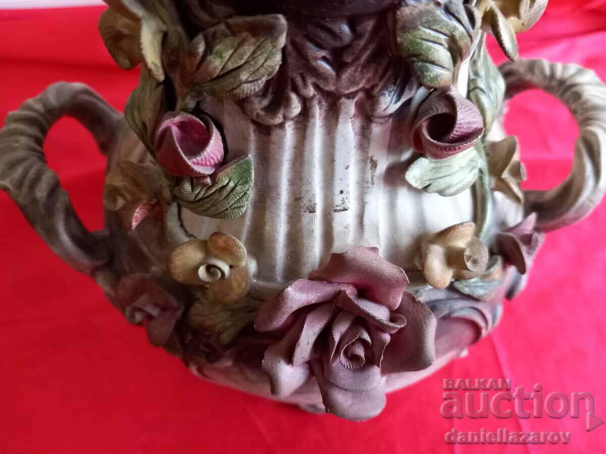 Auction Bassano Unique Porcelain Dish, Urn, Vase with Lid Bassano Auction Bassano Unique Porcelain Dish, Urn, Vase with Lid Bassano