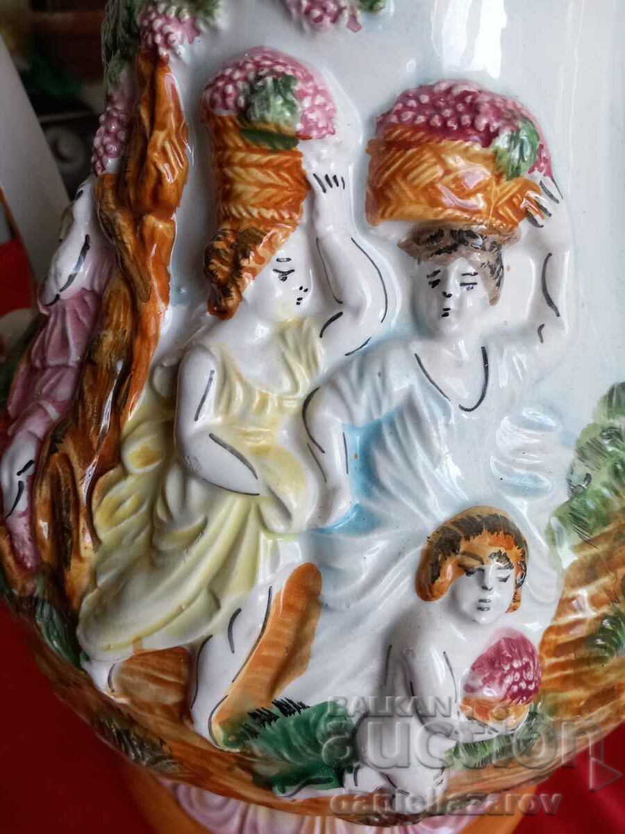 Delivery of Capodimonte Capodimonte, Huge Embossed Porcelain Jug Delivery of Capodimonte Capodimonte, Huge Embossed Porcelain Jug