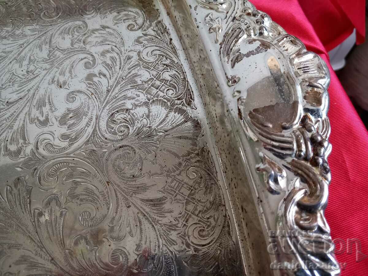 Large Old SILVER PLATED English Tray, Plate with price 75.00 BGN | € 38.35