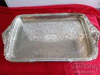 Large Old SILVER PLATED English Tray, Plate