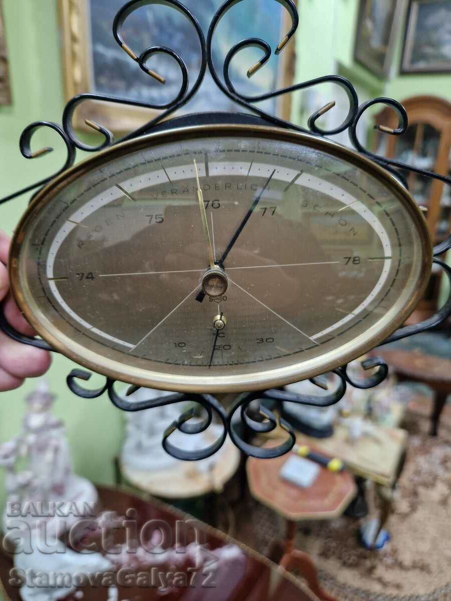 Σπάνιο αντίκα γερμανικό βαρόμετρο με θερμόμετρο - 6 Σπάνιο αντίκα γερμανικό βαρόμετρο με θερμόμετρο - 6