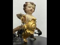 Unique old wooden chandelier / cherub. #6103