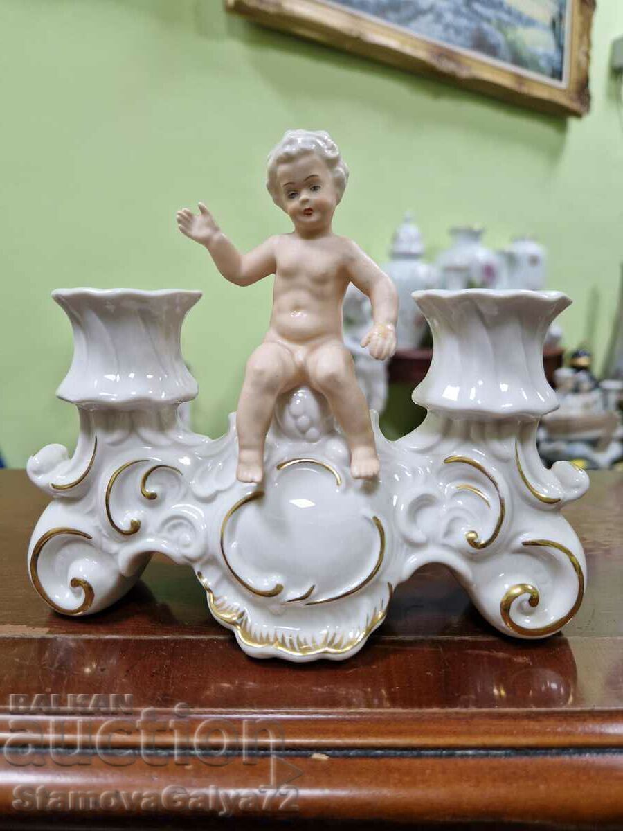 Rare antique Schau bach Kunst candle holder with price 222.00 BGN | € 113.51 Rare antique Schau bach Kunst candle holder with price 222.00 BGN | € 113.51