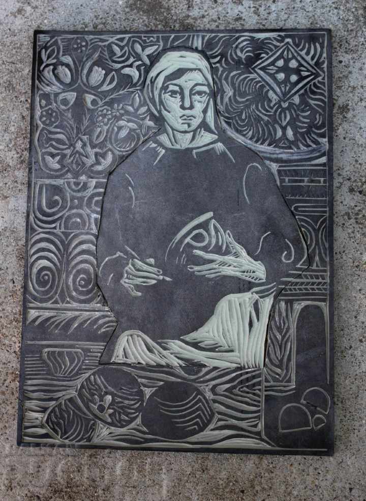 . FRUMOASĂ LINOCUTARE GRAVĂ LITOGRAFIE PICTURA DESENĂ