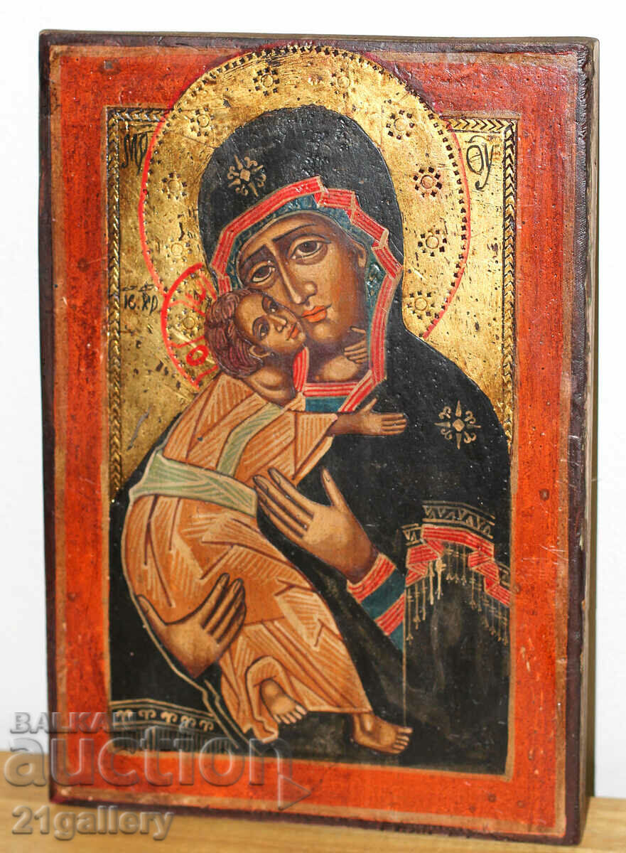 Auction Hand-painted icon of the Holy Mother of God with the Child Auction Hand-painted icon of the Holy Mother of God with the Child