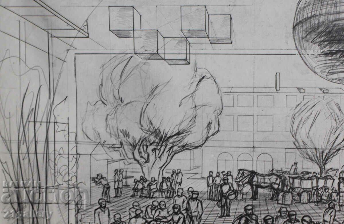 Delivery of Prof. Petar Chuhovski (1922-1995) Lithography Delivery of Prof. Petar Chuhovski (1922-1995) Lithography