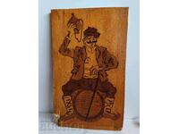 BAI GAGNIO PAINTING PANEL PYROGRAPHED BUCKLE PUB BROKEN