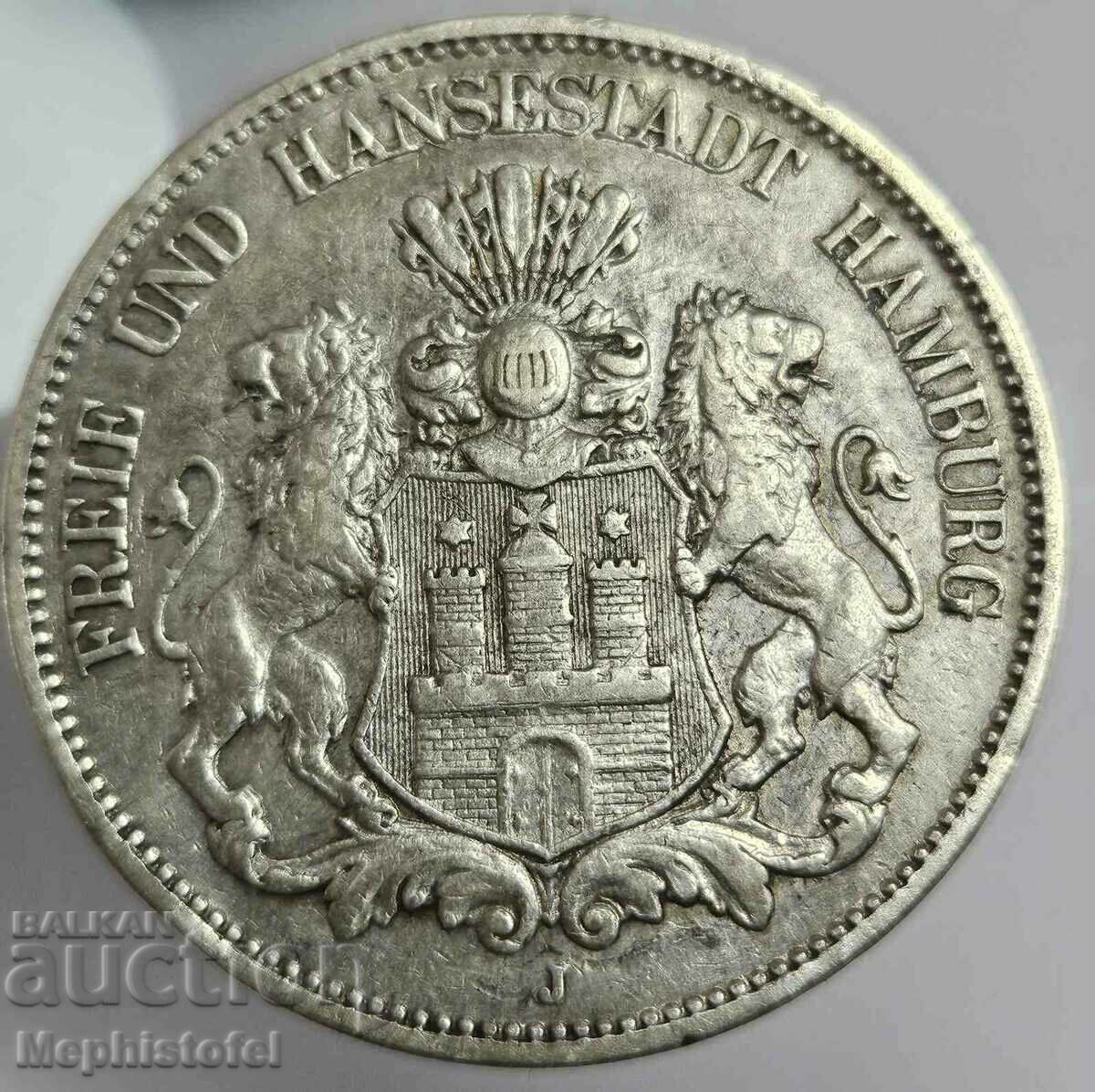 5 Marci 1895, Hamburg / Germania - moneda de argint, rara