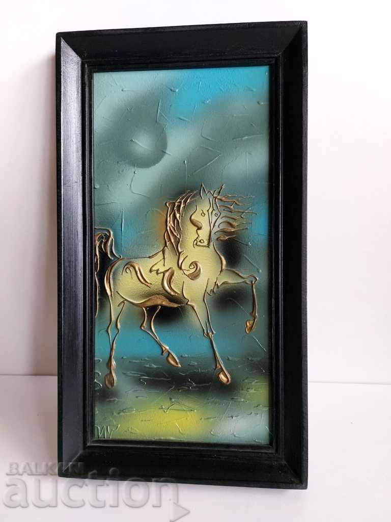 PAINTING HORSE FRAME ARTIST IVAN TODOROV MIXED MEDIA