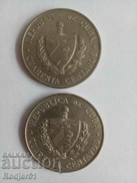 Delivery of 1962 40 centavos Cuba - Commemorative coins 2 pcs Delivery of 1962 40 centavos Cuba - Commemorative coins 2 pcs