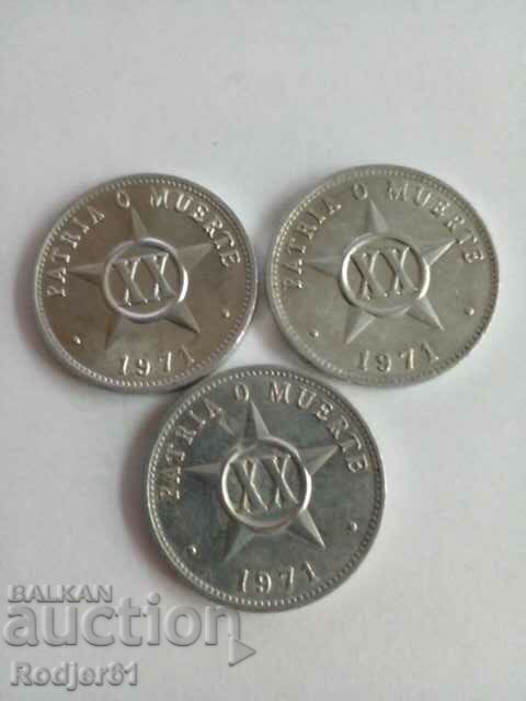 1971 20 centavos Cuba 3 pcs with price 3.00 BGN | € 1.53 1971 20 centavos Cuba 3 pcs with price 3.00 BGN | € 1.53