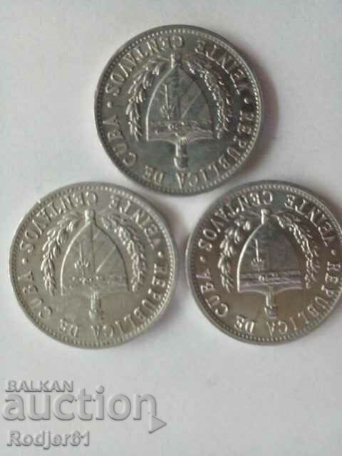 Δημοπρασία 1971 20 centavos Cuba 3 τεμ