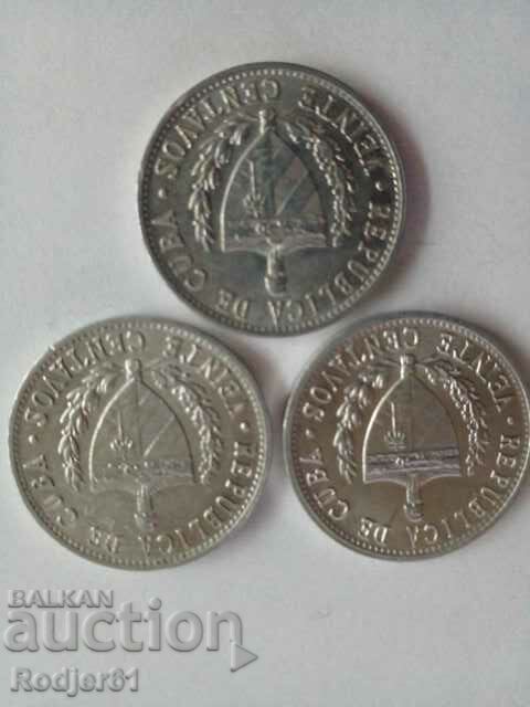 Delivery of 1971 20 centavos Cuba 3 pcs Delivery of 1971 20 centavos Cuba 3 pcs
