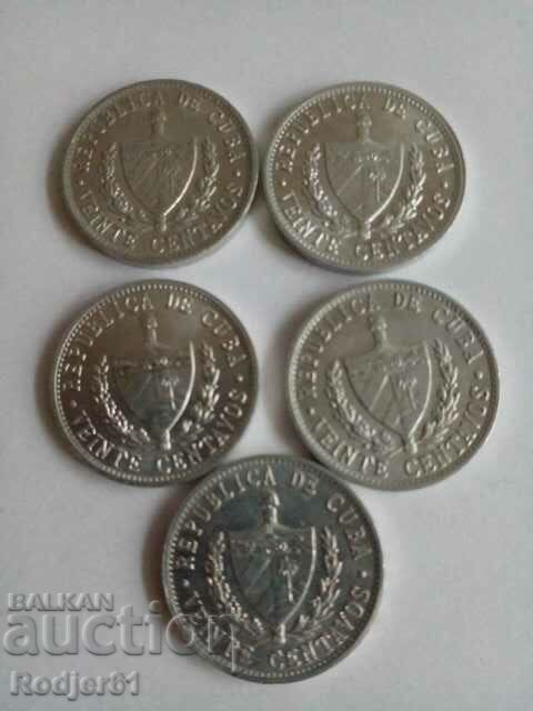 Auction 1969 20 centavos Cuba 5 pcs Auction 1969 20 centavos Cuba 5 pcs