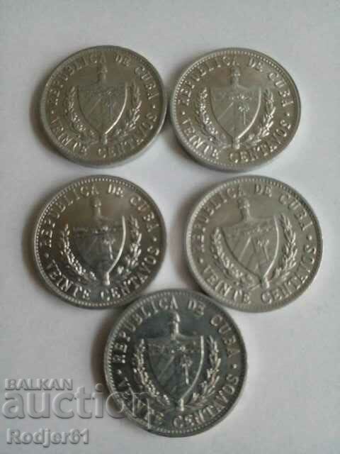 Livrarea 1969 20 centavos Cuba 5 buc Livrarea 1969 20 centavos Cuba 5 buc