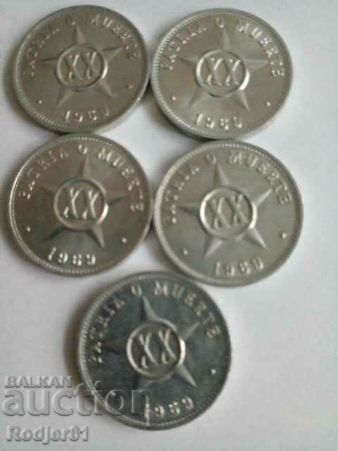 1969 20 centavos Cuba 5 buc 1969 20 centavos Cuba 5 buc