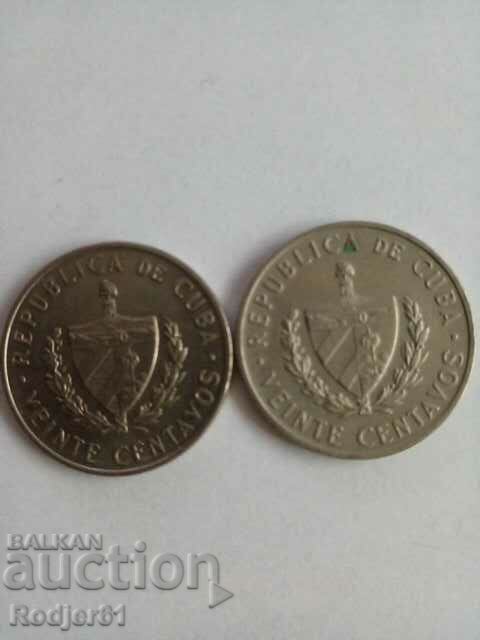 Auction 1968 20 centavos Cuba 2 pcs Auction 1968 20 centavos Cuba 2 pcs