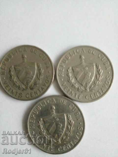 Delivery of 1962 20 centavos Cuba 3 pcs