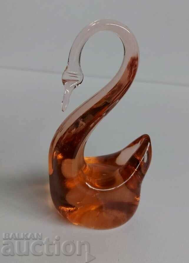 . GLASS FIGURE SWAN STATUETTE TYPE STAINED GLASS