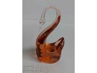 . GLASS FIGURE SWAN STATUETTE TYPE STAINED GLASS