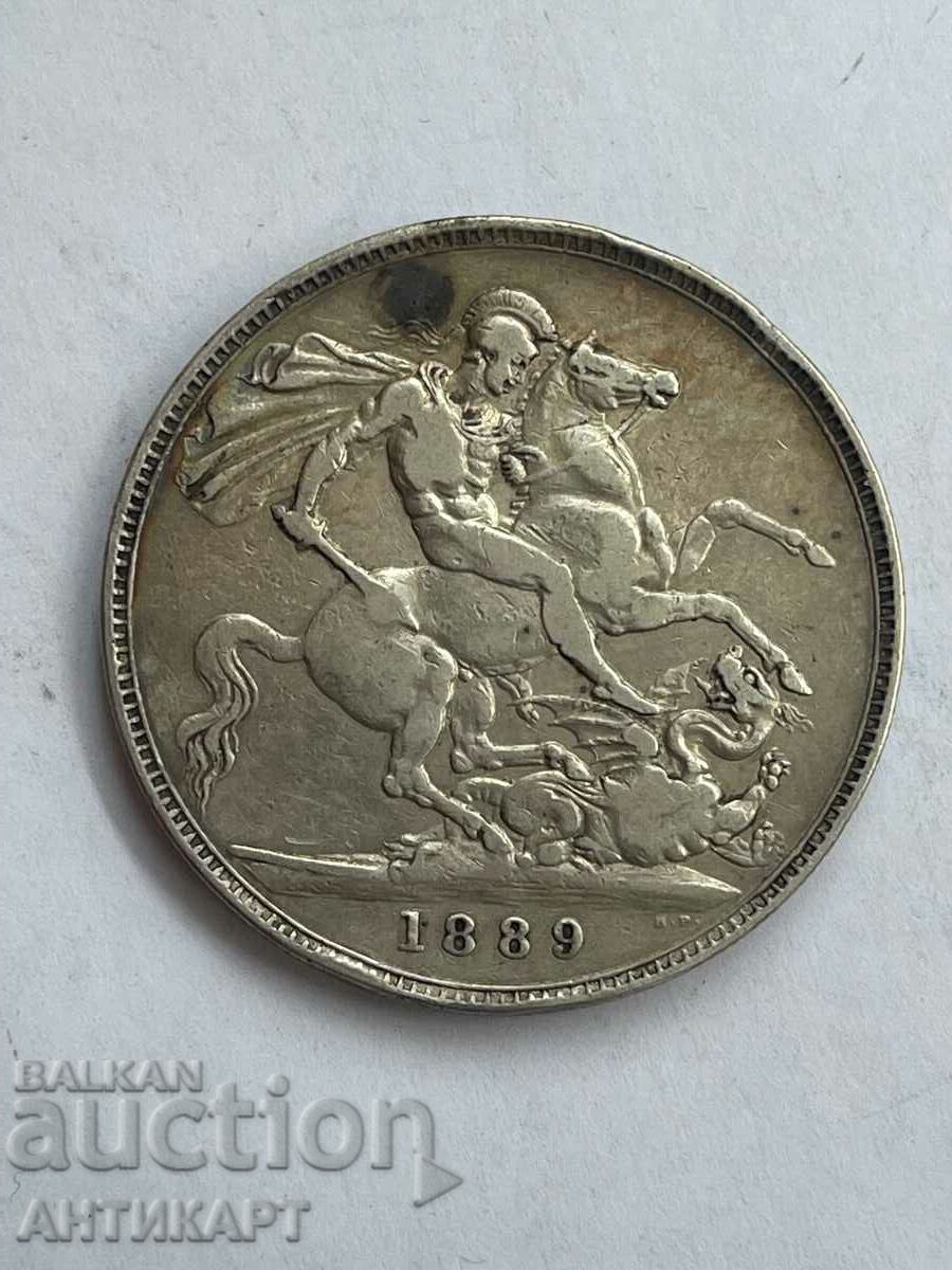 #2  Англия сребърна монета 1 crown корона 1889 сребро