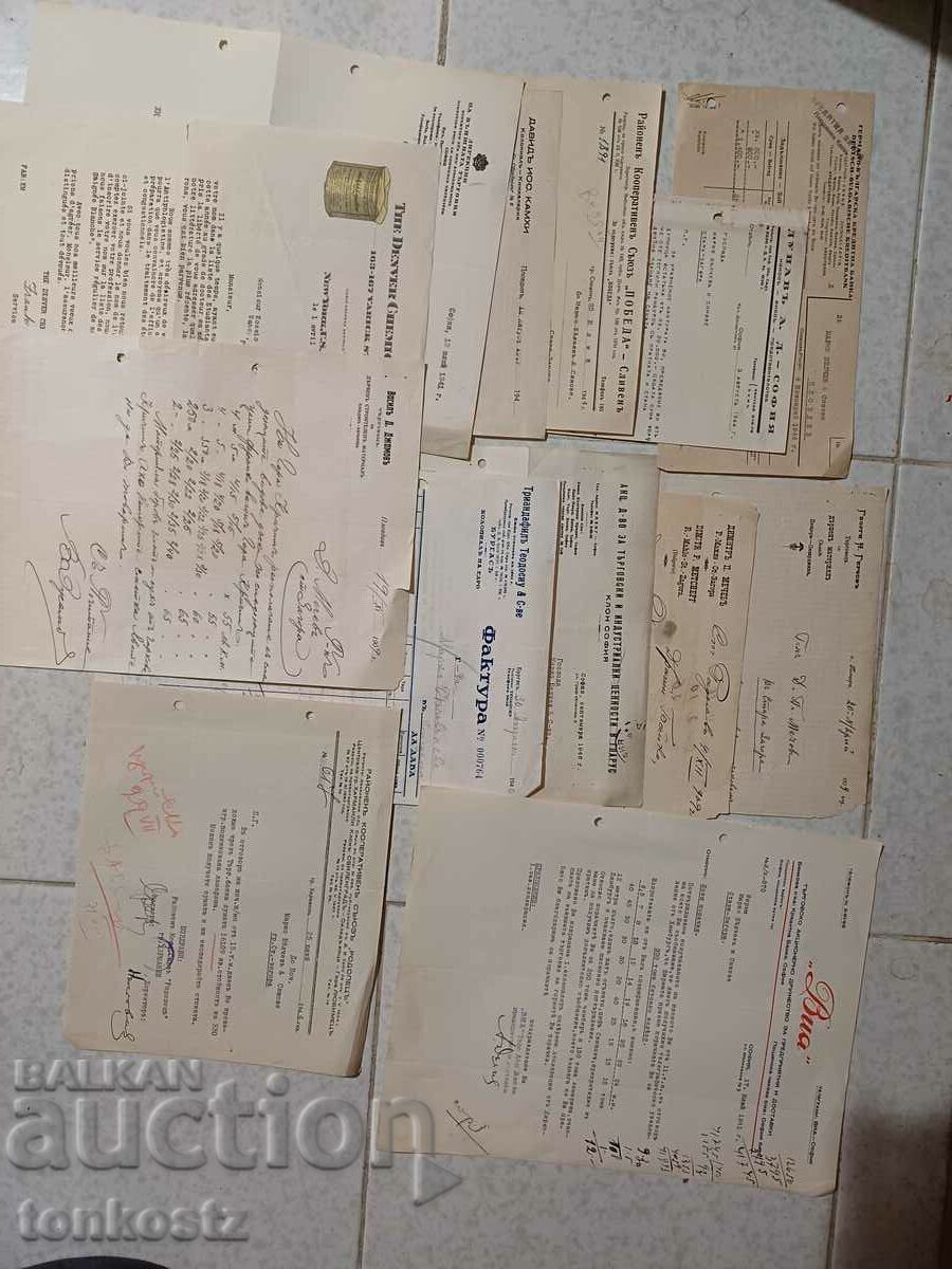 13 pcs. Invoice sheets 1940